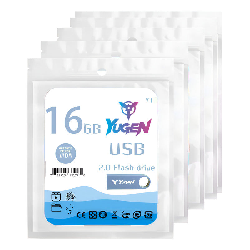 Paquete 10 Memoria Usb 16gb Colores Mayoreo Metálica Yugen Azul 2 Y1