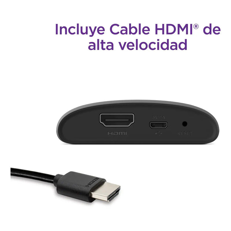 Roku Express 3930 Negro Dispositivo De Streaming Hd Con Cable Hdmi De Alta Velocidad Y Control Remoto Simple Estándar