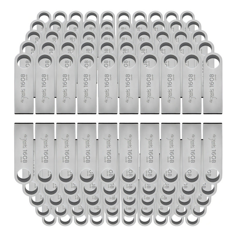 Kit 100 Memoria Usb 2.0 16gb Metal Granel Mayoreo Color Gris Metalicas