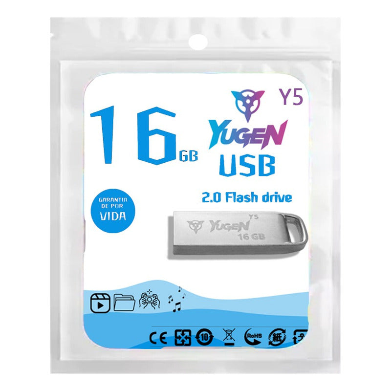 Kit  50 Memorias Usb 16gb Metalica Usb 2.0 Yugen  Plata Y5 Plateado Y5