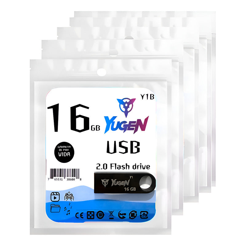 Kit  50 Memorias Usb 16gb Metalica Usb 2.0 Yugen  Negra Y1b Negro Y1b