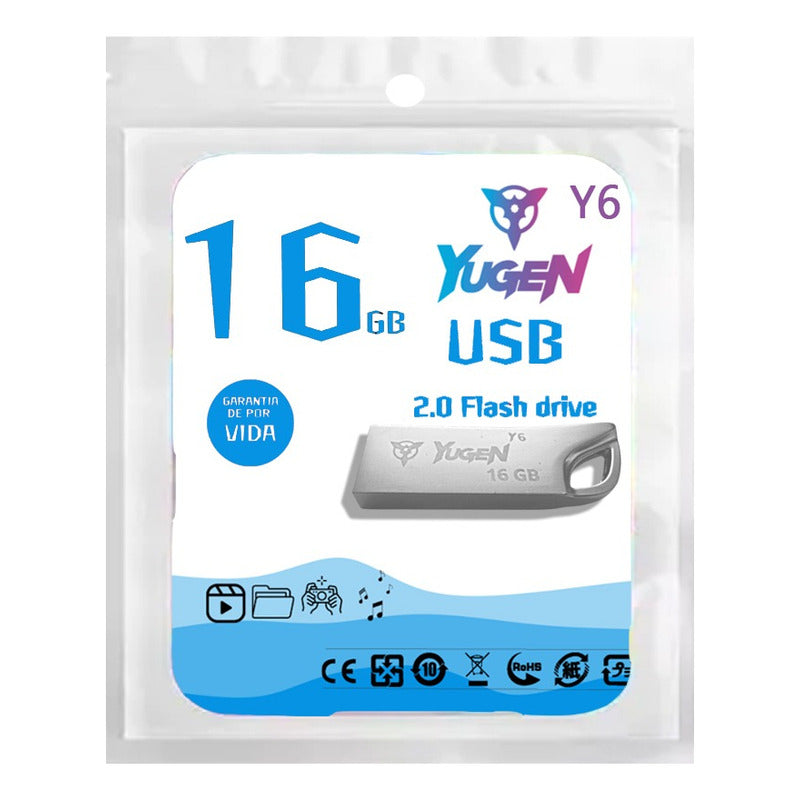 Kit  30 Memorias Usb 16gb Metalica Usb 2.0 Yugen  Plata Y6 Plateado Y6