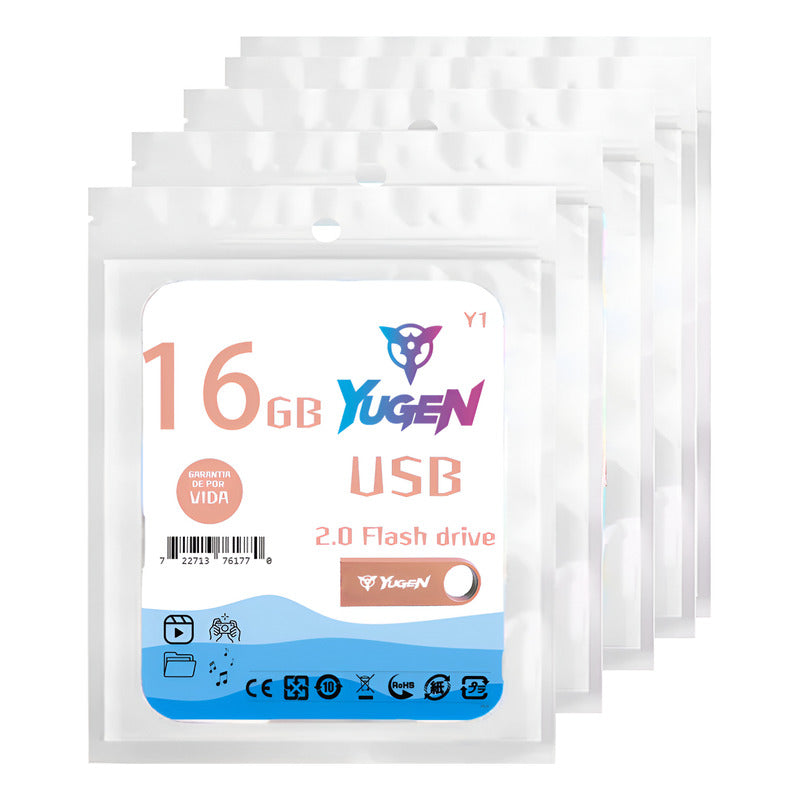 Paquete 30 Memoria Usb 16gb Colores Mayoreo Metálica Yugen Oro Rosa Y1