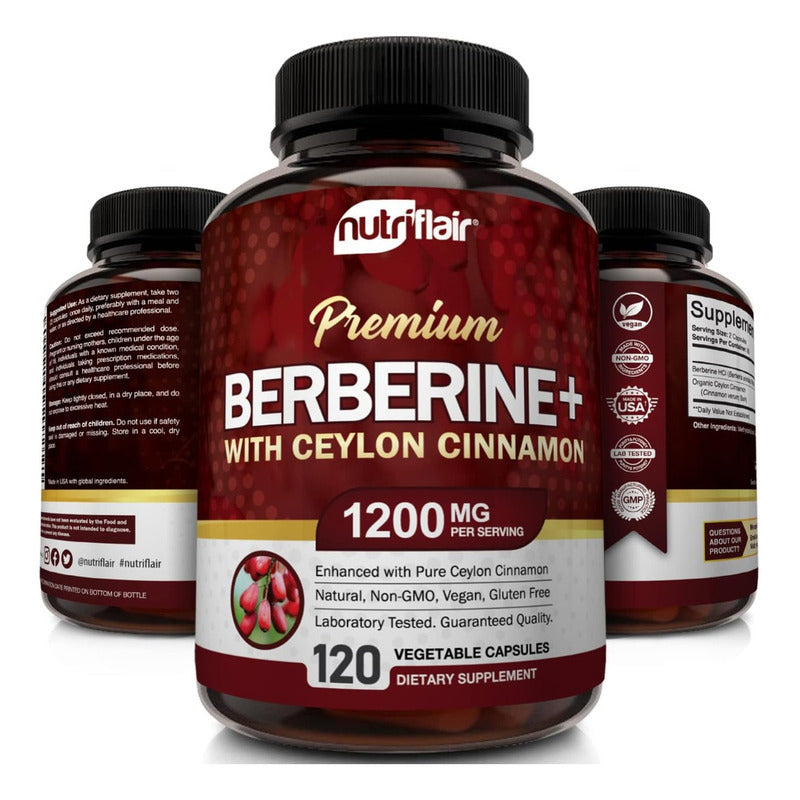 Nutriflair Berberina 1200mg 120 Cápsulas Veganas Sin Sabor Libre Gluten