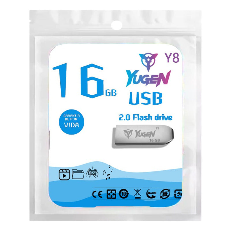 Kit  50 Memorias Usb 16gb Metalica Usb 2.0 Yugen  Plata Y8 Plateado Y8