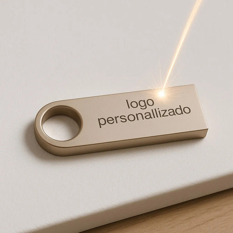 40 Memorias Usb 16gb Personalizadas Logo Laser Metal Negra