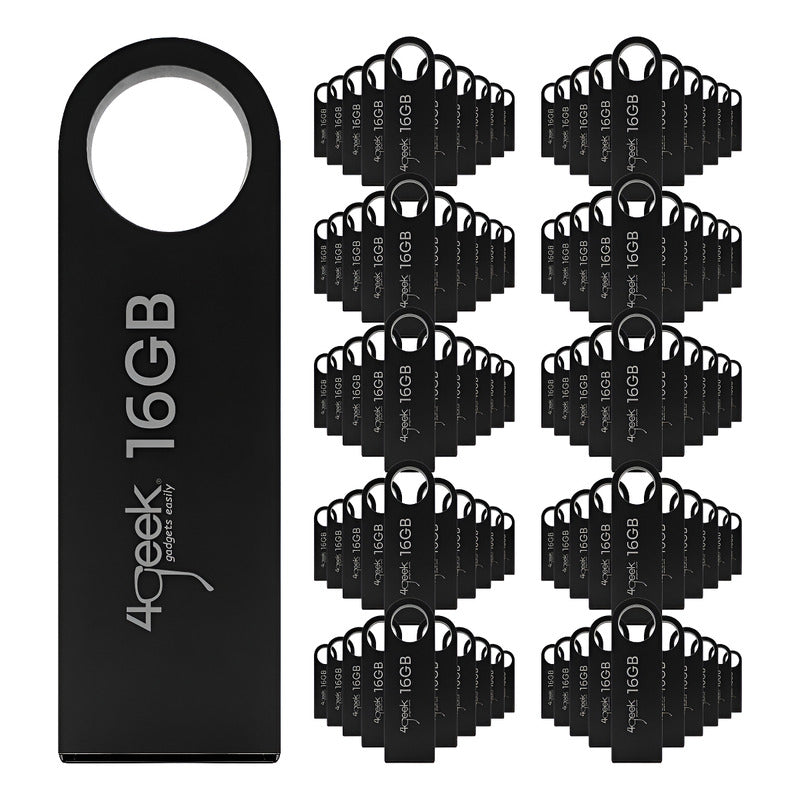Kit 100 Memorias Usb 16gb Negro 2.0 Bulk 4geek Liso Negro Liso