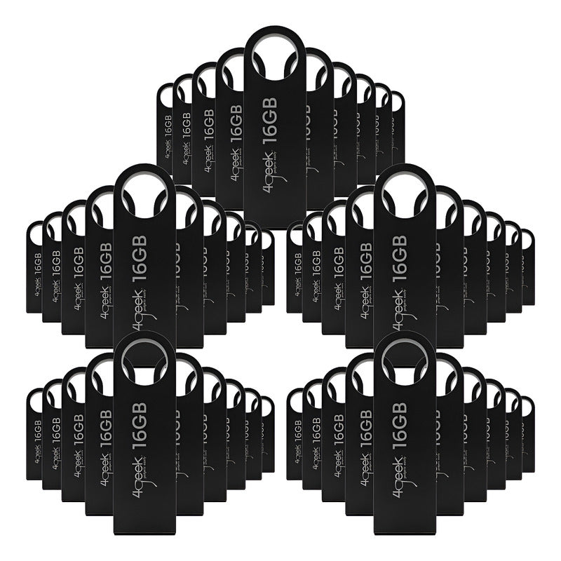 Kit 50 Memorias Usb 16gb Negro 2.0 Bulk 4geek Liso Negro Liso