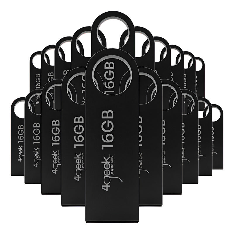 Kit 20 Memorias Usb 16gb Negro 2.0 Bulk 4geek Liso Negro Liso