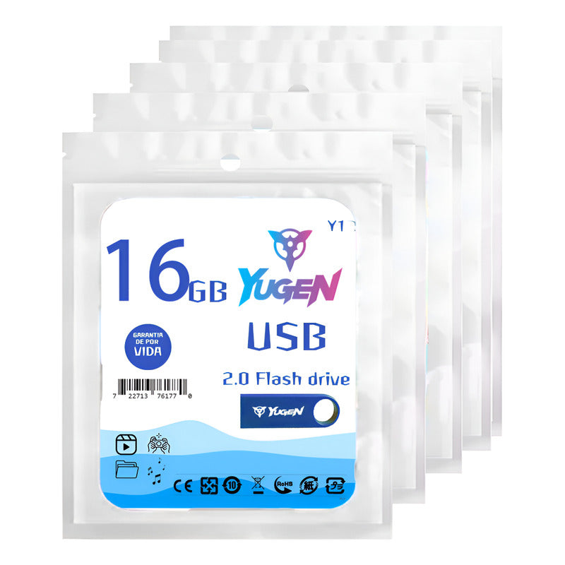 Paquete 30 Memoria Usb 16gb Colores Mayoreo Metálica Yugen Azul Y1