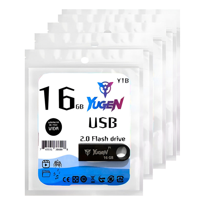 Kit 200 Memorias Usb 16gb Metalica Usb 2.0 Yugen Negra Y1b Negro Y1b