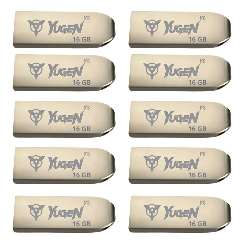 Kit Memorias Usb 16gb Yugen Metal Pack 10 Color Plateado Y8