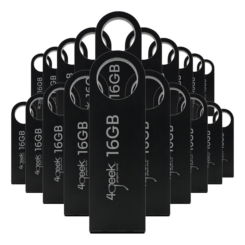 Kit 20 Memorias Usb 16gb Negro 2.0 Bulk 4geek Liso