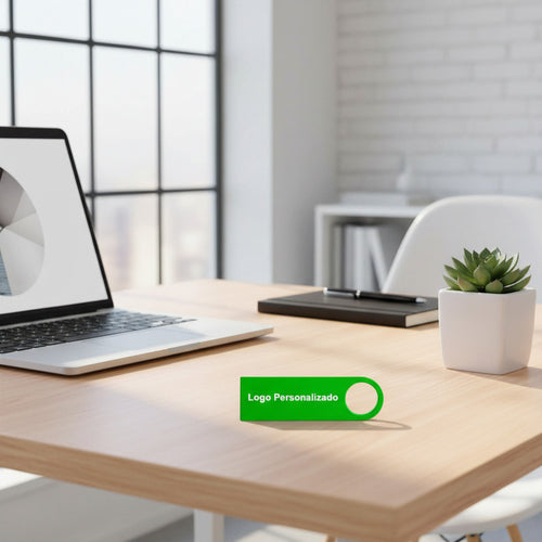 10 Memorias Usb 32gb Personalizadas Logo Laser Metal Verde Limon Y1