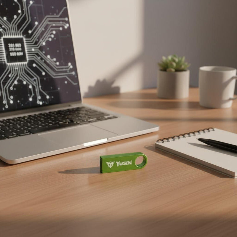Paquete 100 Memoria Usb 16gb A Granel Metálica Mayoreo Yugen Verde Limon Y1