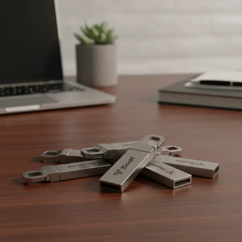 Paquete 100 Memoria Usb 8gb Metálica Mayoreo Yugen Y9 Plateado Y9