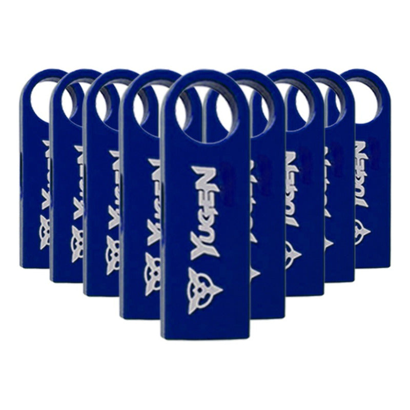 Paquete 10 Memoria Usb 8gb A Granel Metálica Mayoreo Yugen Azul Y1