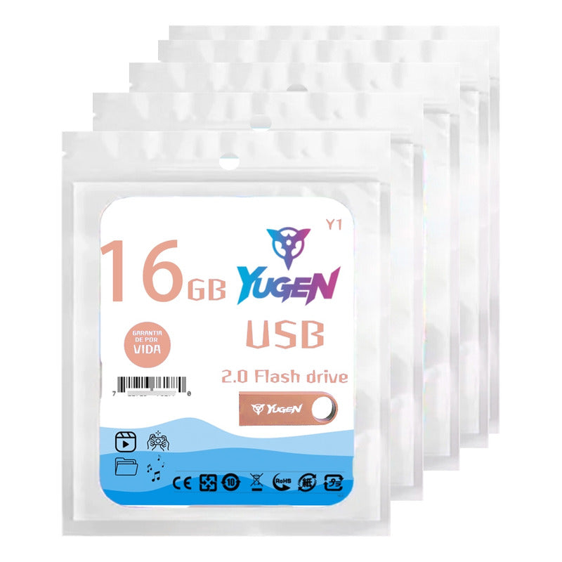 Paquete 20 Memoria Usb 16gb Colores Mayoreo Metálica Yugen Oro Rosa Y1