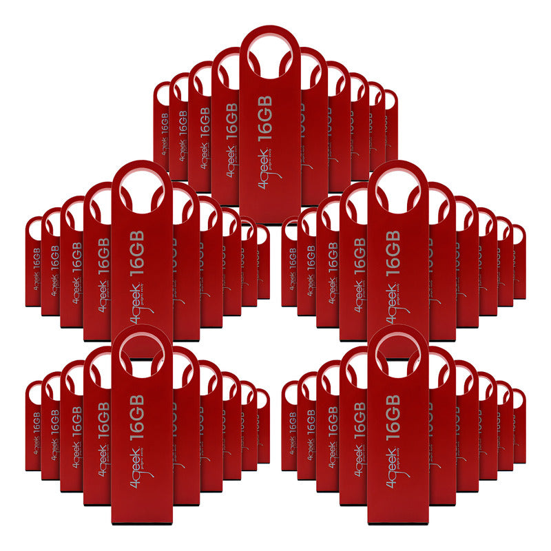 Kit 50 Memorias Usb 16gb Rojo 2.0 Bulk 4geek Liso Rojo Liso