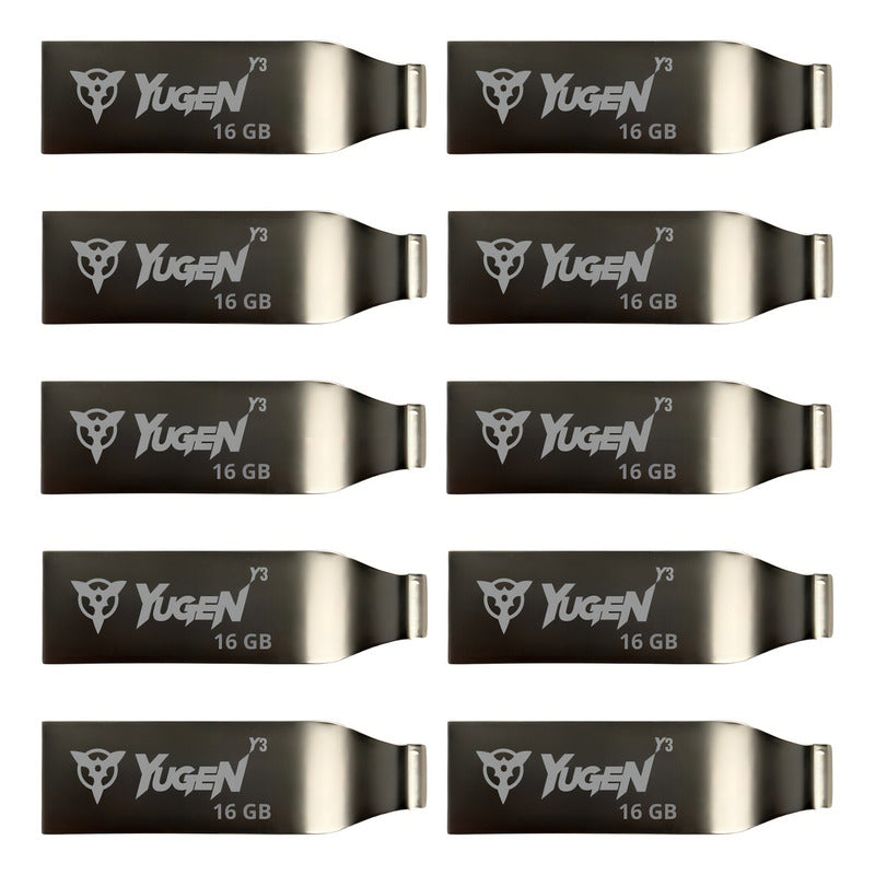 Kit 20 Memorias Usb 16gb Yugen Y3 Metálicas Plateadas Usb 2.0 Plateado