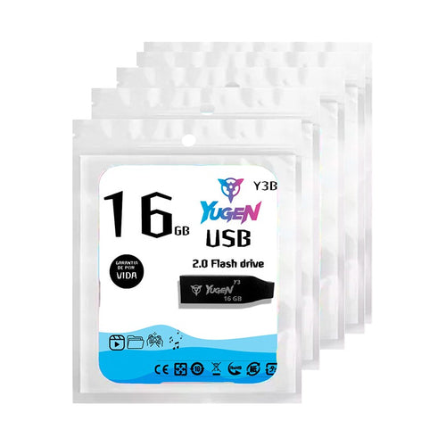 Kit  5 Memorias Usb 16gb Metalica Usb 2.0 Yugen  Negro Y3b Negro Y3b