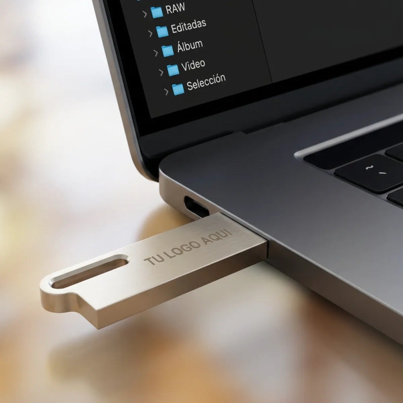 Lote 100 Usb 16gb Personalizadas Grabado Láser Mayoreo Plateado Y18per