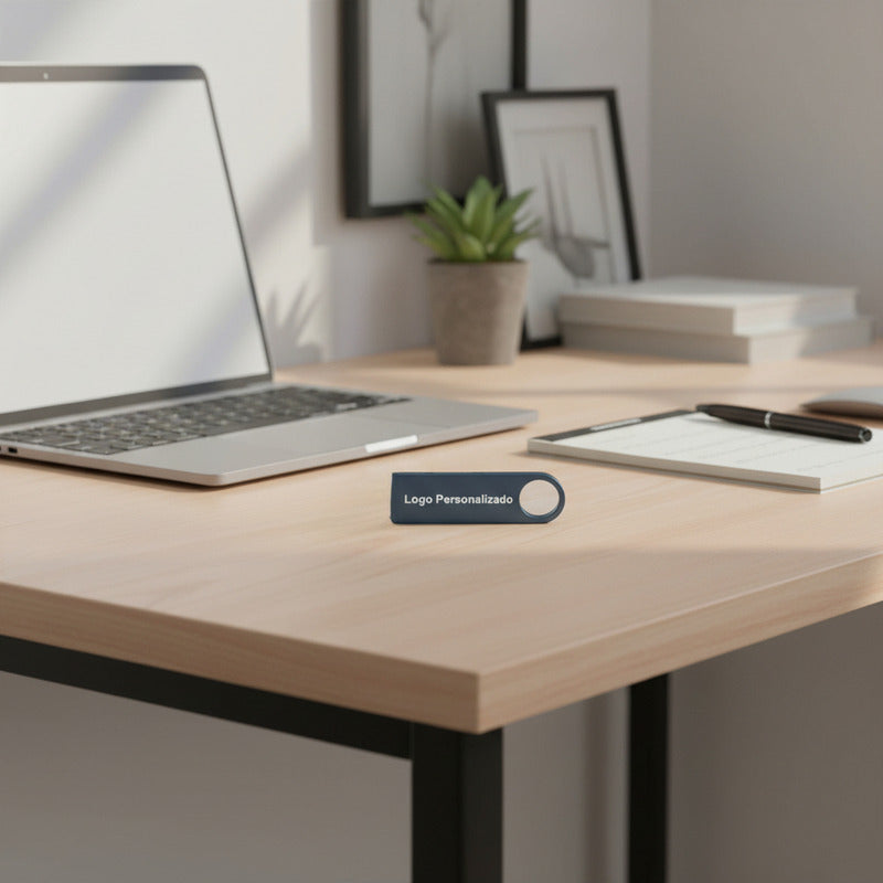 100 Memorias Usb 32gb Personalizadas Logo Laser Metal Azul 2 Y1