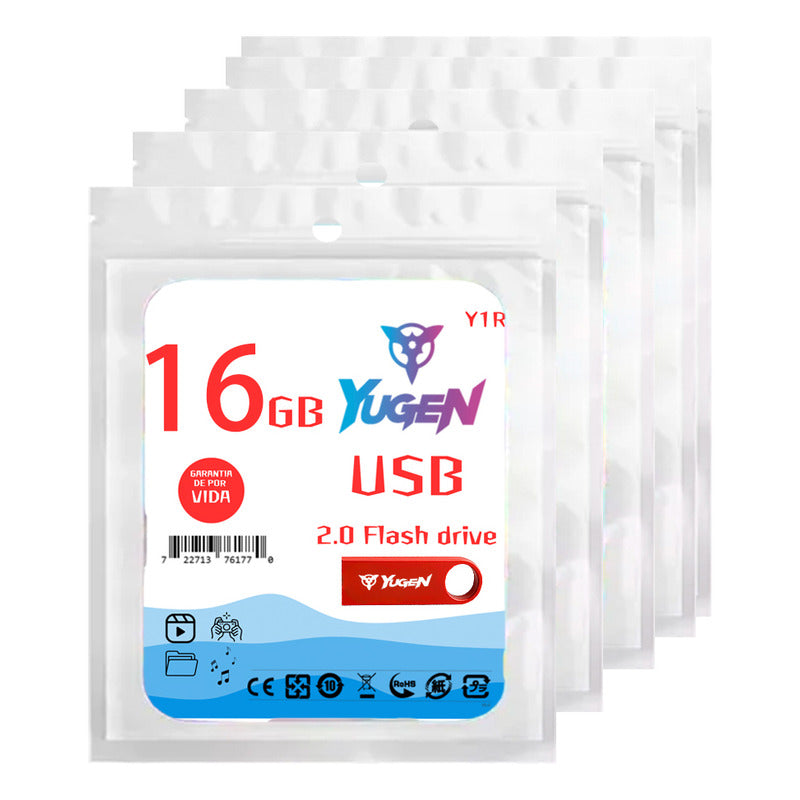 Paquete 30 Memoria Usb 16gb Colores Mayoreo Metálica Yugen Rojo Y1