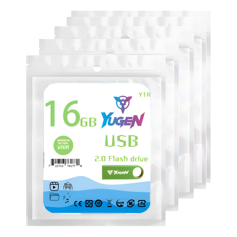 Paquete 20 Memoria Usb 16gb Colores Mayoreo Metálica Yugen Verde Limon Y1