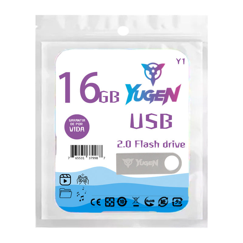 Paquete 30 Memoria Usb 16gb Colores Mayoreo Metálica Yugen Plateado Y1