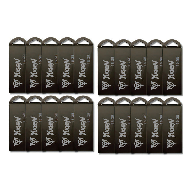 Kit 20 Memorias Usb Yugen Y4 16gb Metálica Plateado Espejo Usb 2.0