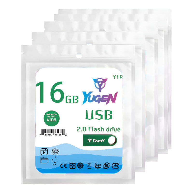 Paquete 20 Memoria Usb 16gb Colores Mayoreo Metálica Yugen Verde Y1