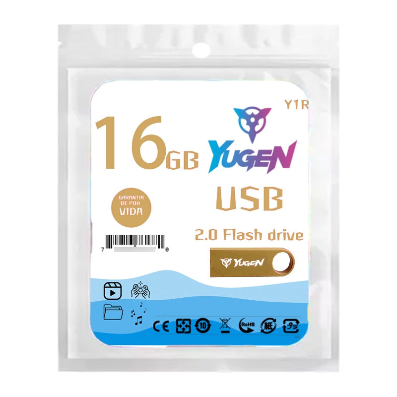 Paquete 10 Memoria Usb 16gb Colores Mayoreo Metálica Yugen Dorado Y1