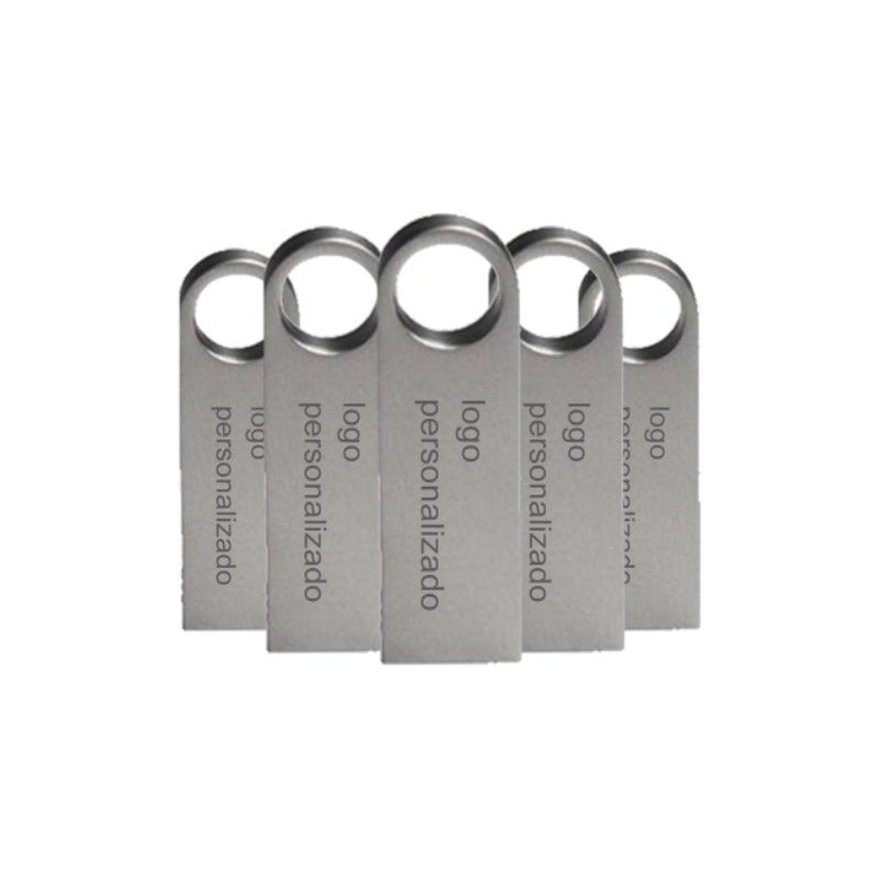 Pendrive Usb 16gb Yugen Personalizado Logo Láser Pack 60 Metal Plateado Liso