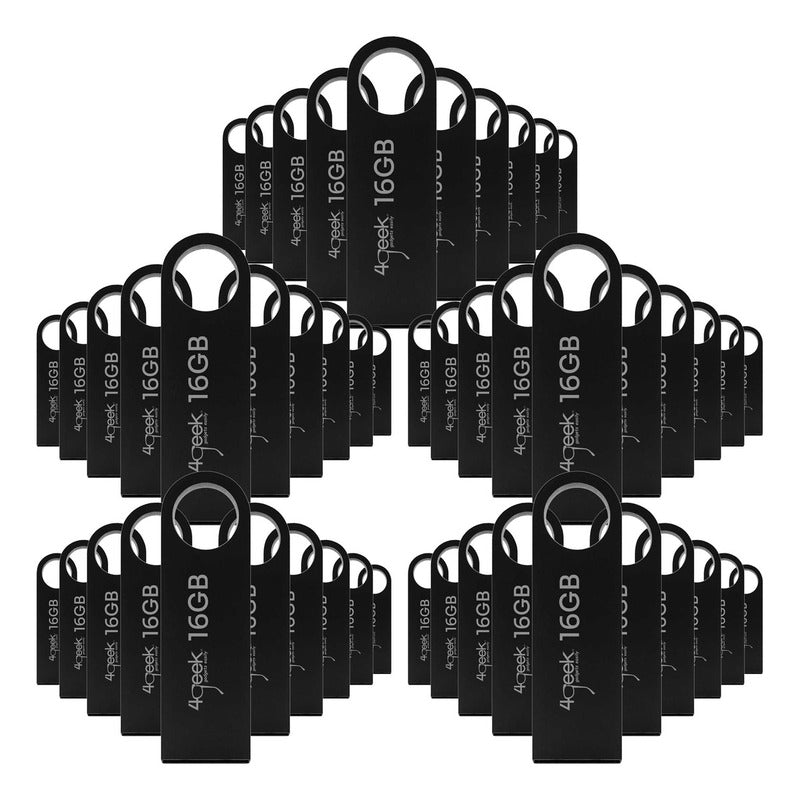 Kit 50 Memorias Usb 16gb Negro 2.0 Bulk 4geek Liso Negro Liso