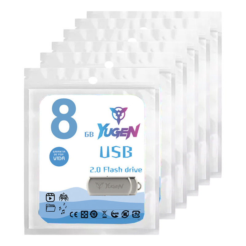 Paquete 50 Memoria Usb 16gb Colores Mayoreo Metálica Yugen Plateado Y13