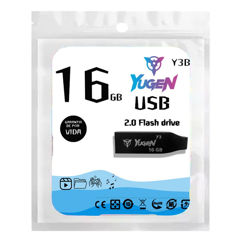 Kit  30 Memorias Usb 16gb Metalica Usb 2.0 Yugen  Negro Y3b Negro Y3b