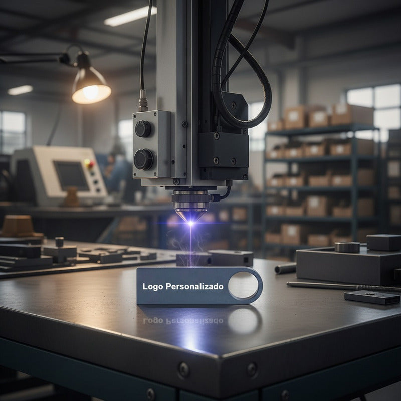 55 Memorias Usb 16gb Personalizadas Logo Laser Metal Azul 2 Y1