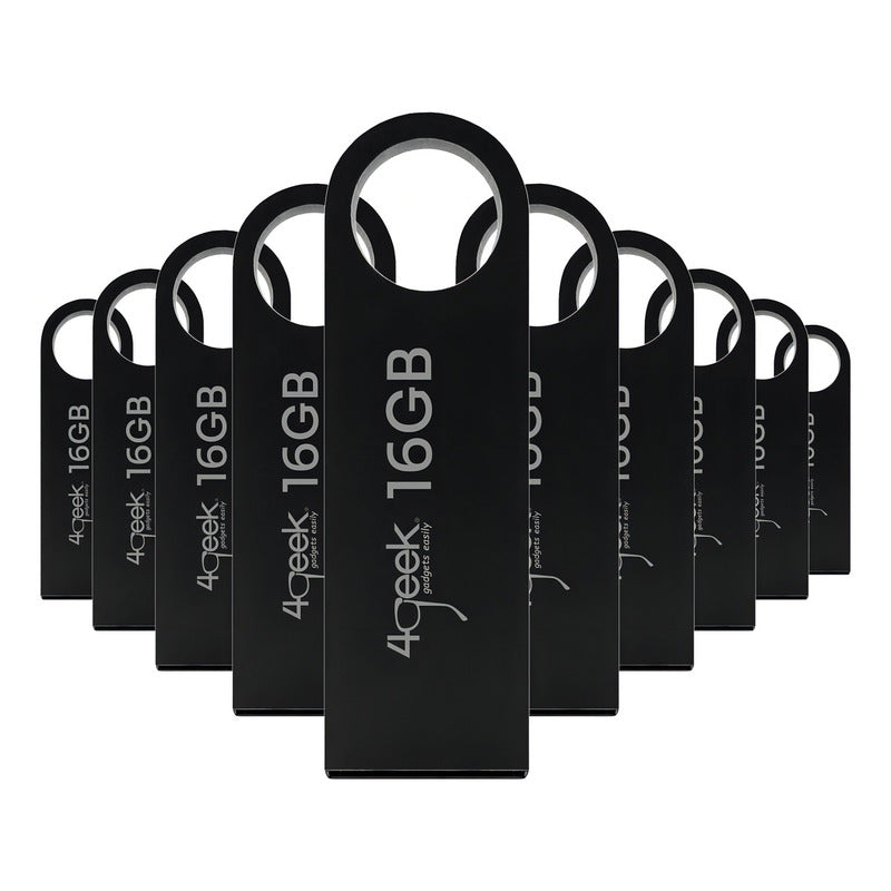 Pack De 10 Memorias Usb 4geek De 16gb Con Conexión Usb 2.0 En Color Negro Liso