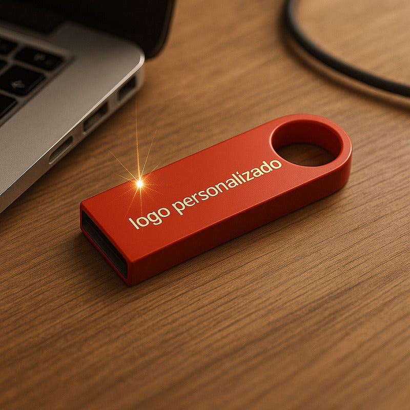 10 Memorias Usb 16gb Personalizadas Logo Laser Metal Rojo Rojo Y1r