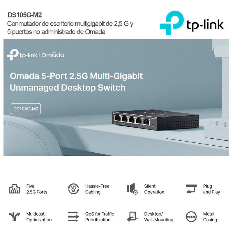 Switch 5 Puertos 2.5 Gbit Omada Tplink Ds105g-m2