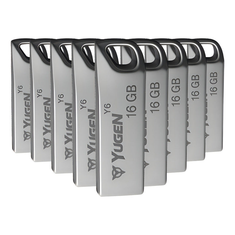 Pack 10 Memorias Usb Yugen 16gb Metal Usb 2.0 Conector A Plateado Modelo Y6