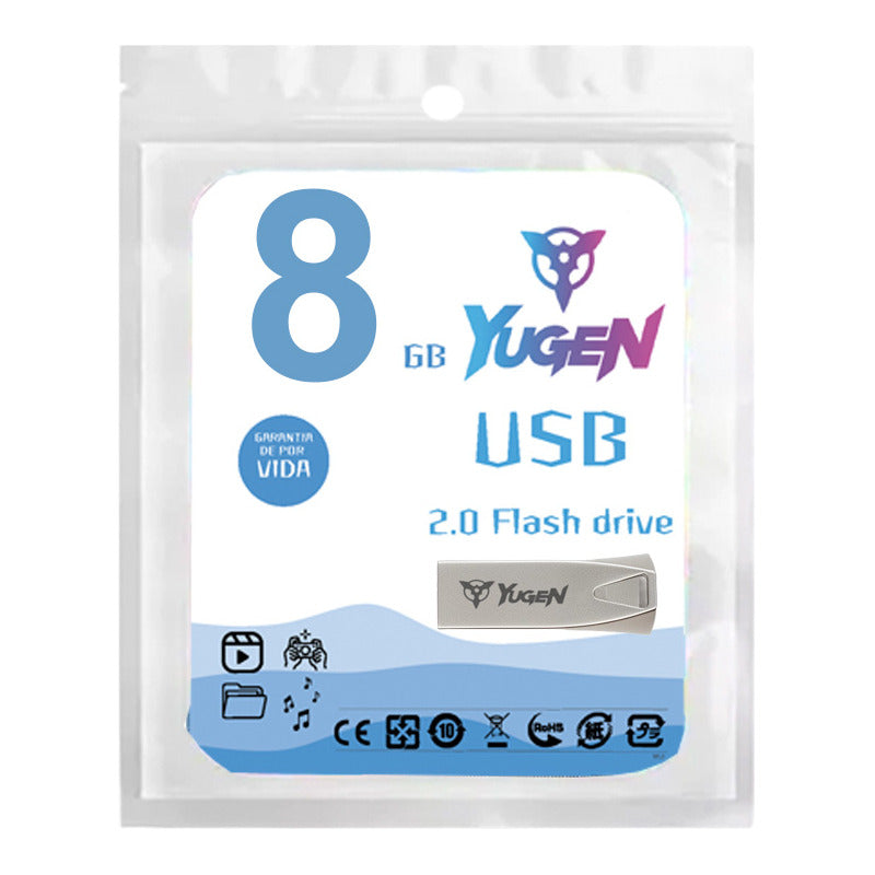 Kit 5 Memoria Usb 8gb Yugen Y10 Metalicas 2.0 Plateado Y10
