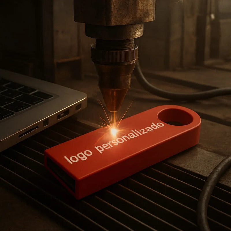 250 Memorias Usb 16gb Personalizadas Logo Laser Metal Rojo Rojo Y1