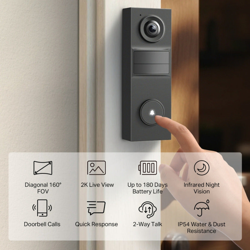 Tp-link Tapo D205 Timbre Inteligente Con Cámara 2k, Audio Negro 110v