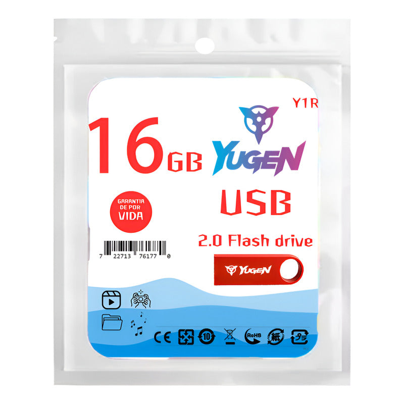 Paquete 30 Memoria Usb 16gb Colores Mayoreo Metálica Yugen Rojo Y1