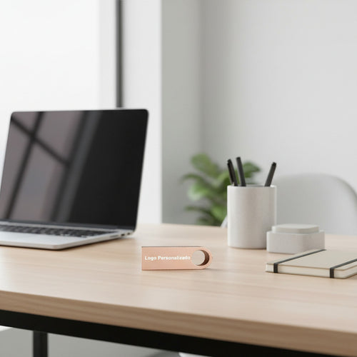 10 Memorias Usb 32gb Personalizadas Logo Laser Metal Oro Rosa Y1