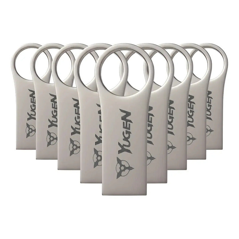 Paquete 10 Memoria Usb 16gb A Granel Metálica Mayoreo Yugen Plateado Y17