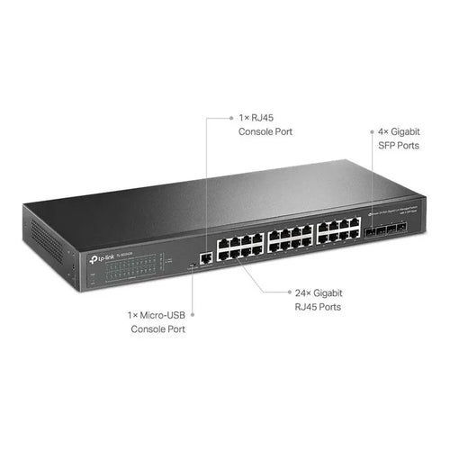 Conmutador Administrable Tp-link Tl-sg3428 Con 24 Puertos Gigabit L2+ Rj-45 Y 4 Ranuras Jetstream Sfp