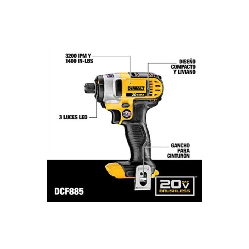 Kit Taladro, Atornillador, Batería, Cargador Dewalt Dck240c2 Amarillo